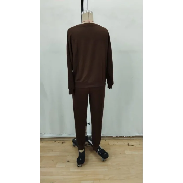 Kadın Uzun Kollu V Yakalı Viskon Iki Iplik Bluz Ve Pantolon Ikili Takım