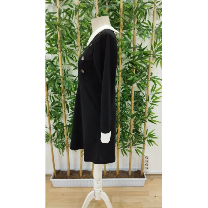 Kadın Uzun Kollu Yakalı A Kesim Kısa Ithal Krep Elbise