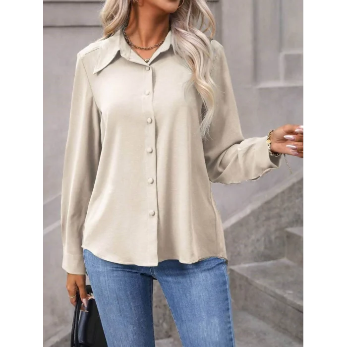 Kadın Uzun Kollu Yakalı önden Düğmeli Aerobin Gömlek