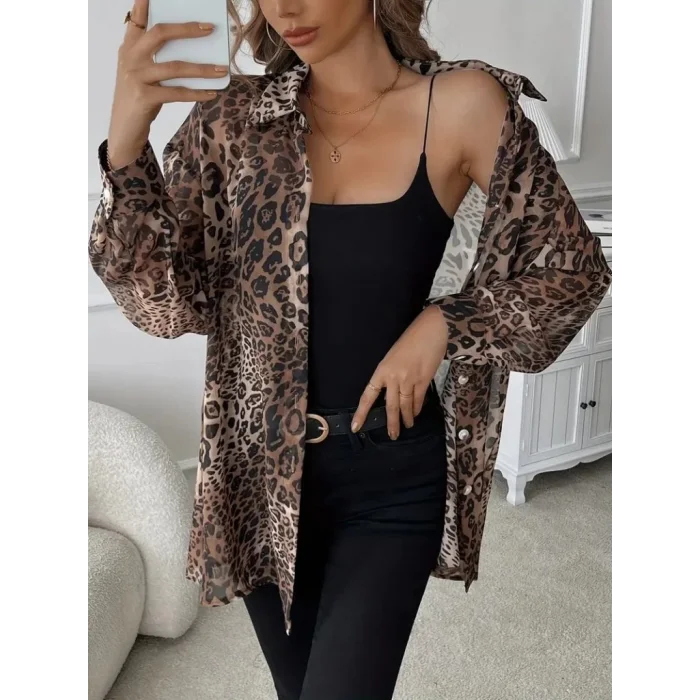 Kadın Uzun Kollu Yakalı önden Düğmeli şifon Gömlek