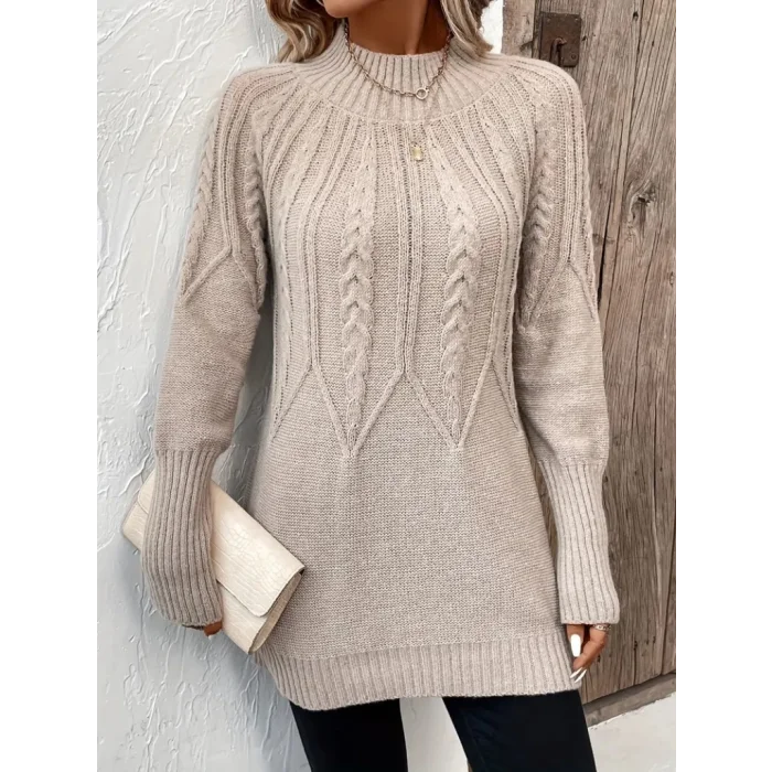 Kadın Uzun Kollu Yarı Balıkçı Yaka Triko Bluz