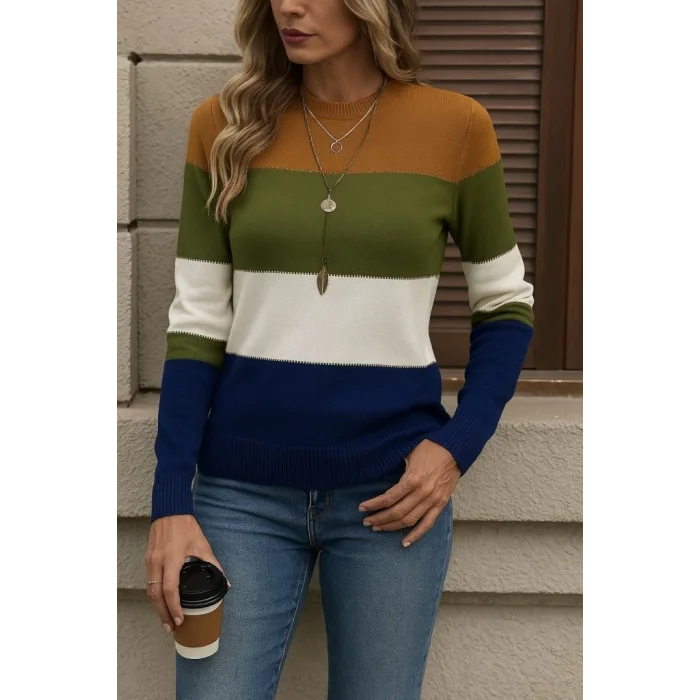 Kadın Uzun Kollu Yarı Balıkçı Yaka Triko Kazak