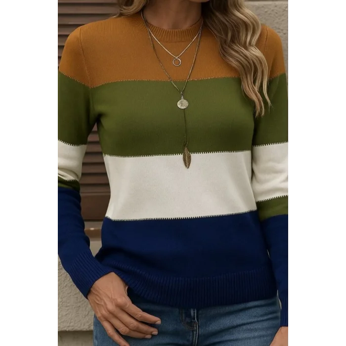 Kadın Uzun Kollu Yarı Balıkçı Yaka Triko Kazak