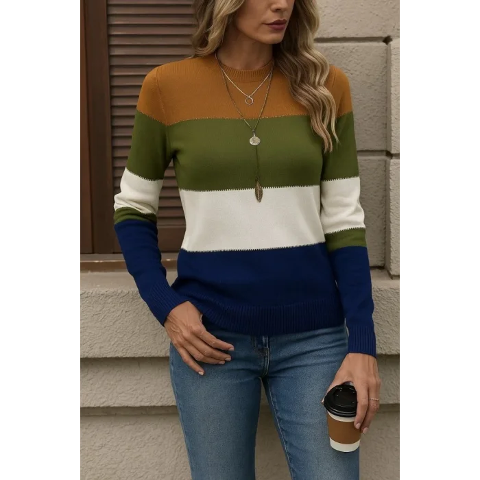 Kadın Uzun Kollu Yarı Balıkçı Yaka Triko Kazak