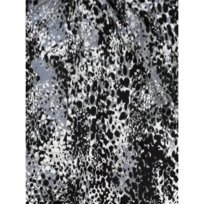 Kadın V Yaka Renkli Leopar Desen Büzgü Detay Süprem Bluz