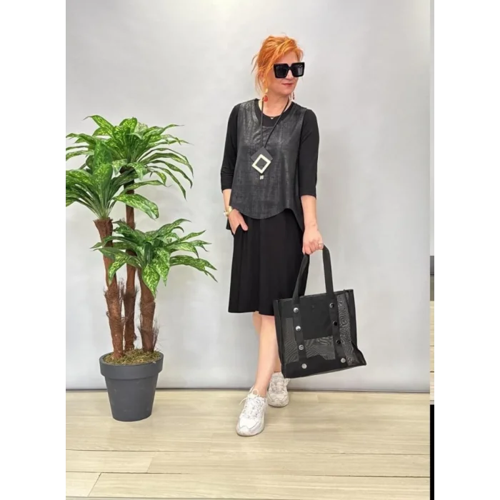 Kadın Viskon Kumaş Cep Detaylı üçlü Takım