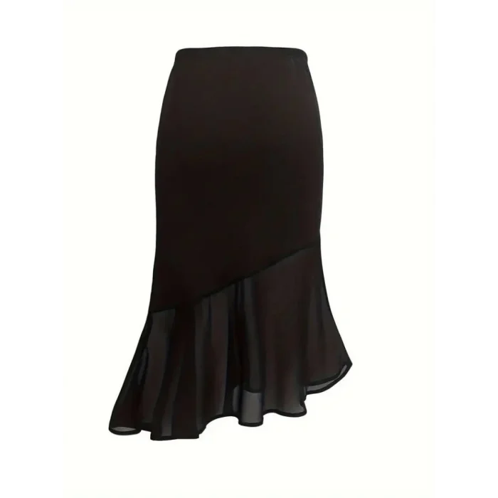 Kadın Yüksek Bel Asimetrik Detaylı Ithal Krep Etek