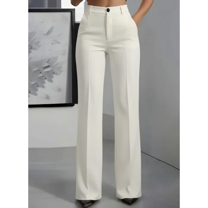 Kadın Yüksek Bel Cepli Ithal Krep Pantolon