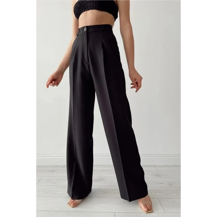 Kadın Yüksek Bel Cepli Ithal Krep Pantolon