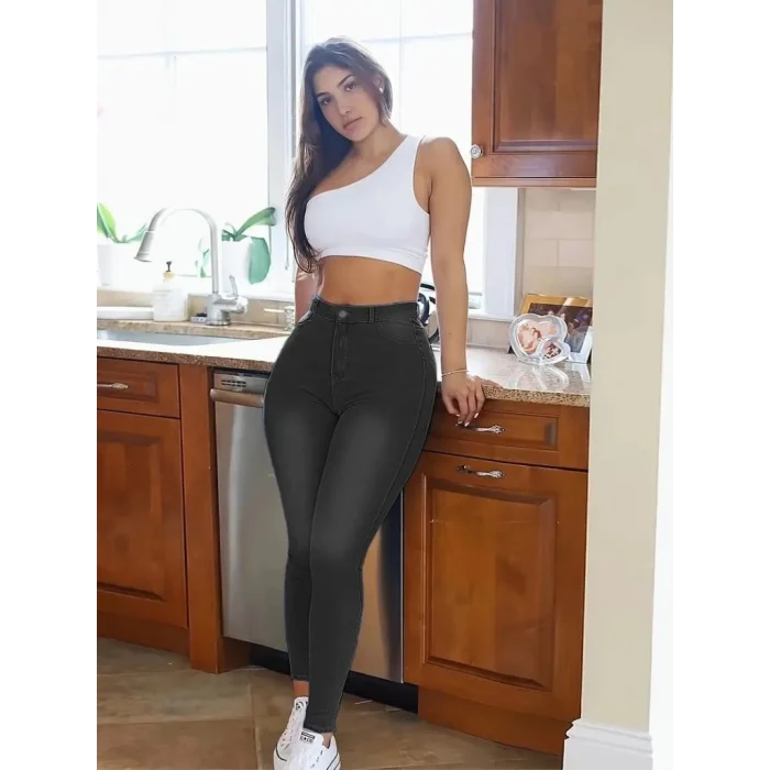 Kadın Yüksek Bel Dar Kesim Kot Pantolon