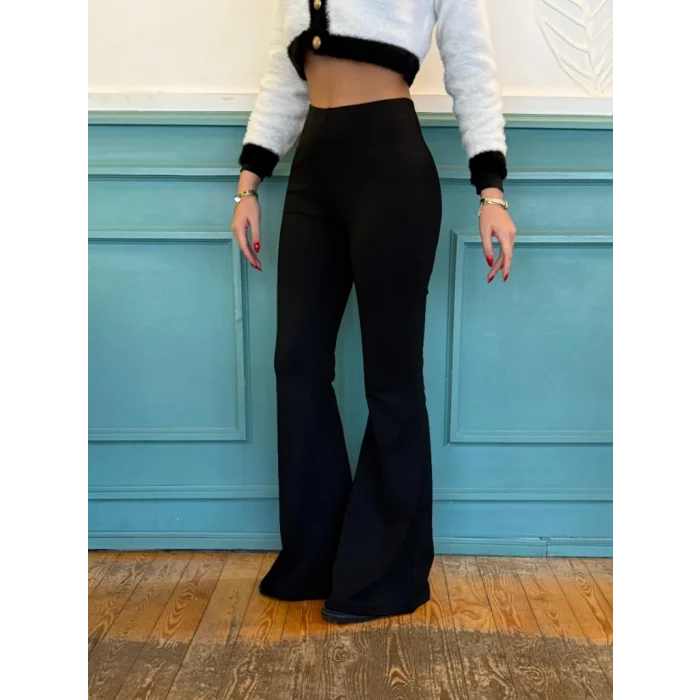 Kadın Yüksek Bel Ispanyol Paça Dalgıç Pantolon