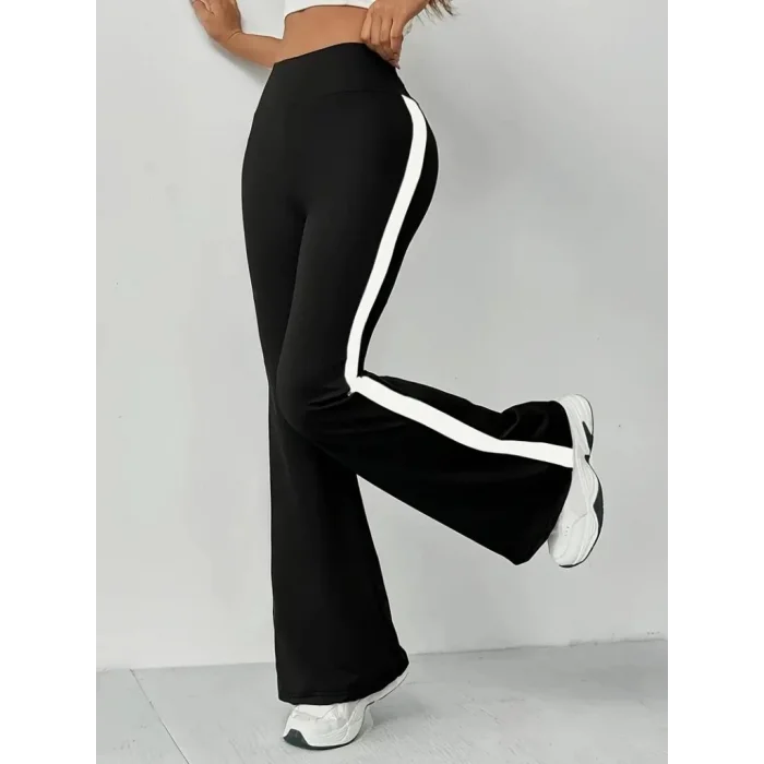 Kadın Yüksek Bel İspanyol Paçalı Yanlardan şerit Detaylı Dalgıç Tayt Pantolon