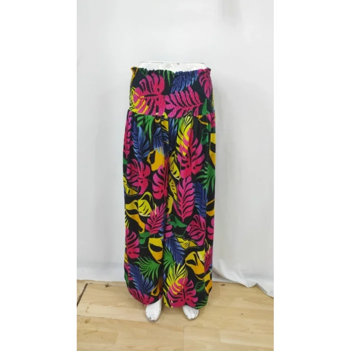 Kadın Yüksek Bel Lastikli Desenli Süprem Pantolon