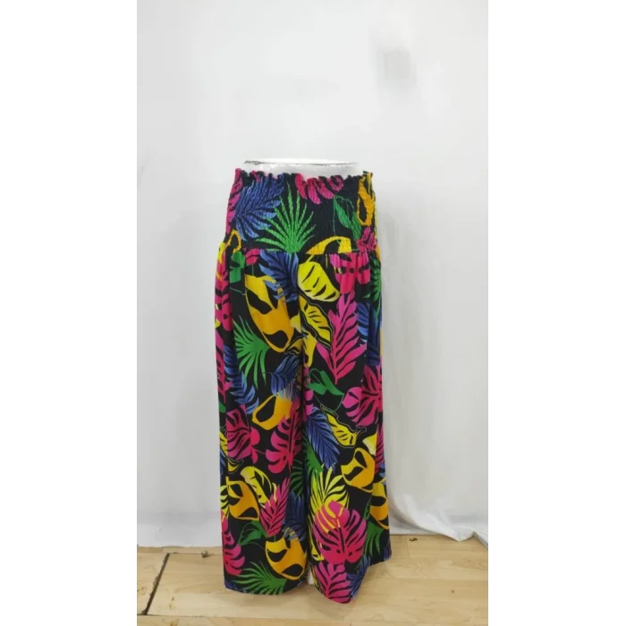 Kadın Yüksek Bel Lastikli Desenli Süprem Pantolon