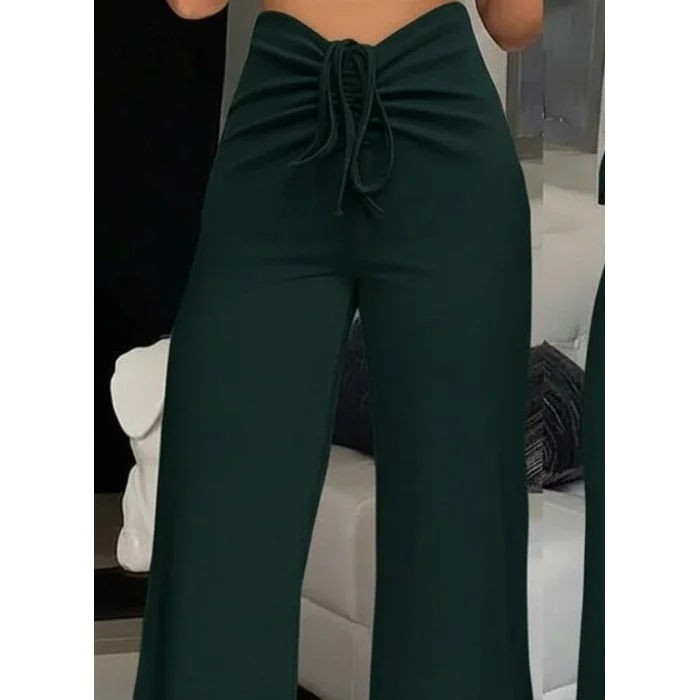 Kadın Yüksek Bel önden Büzgülü Ispanyol Ithal Krep Pantolon