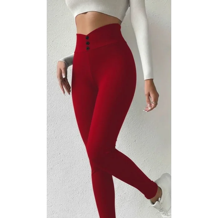 Kadın Yüksek Bel önden Düğmeli Dalgıç Tayt