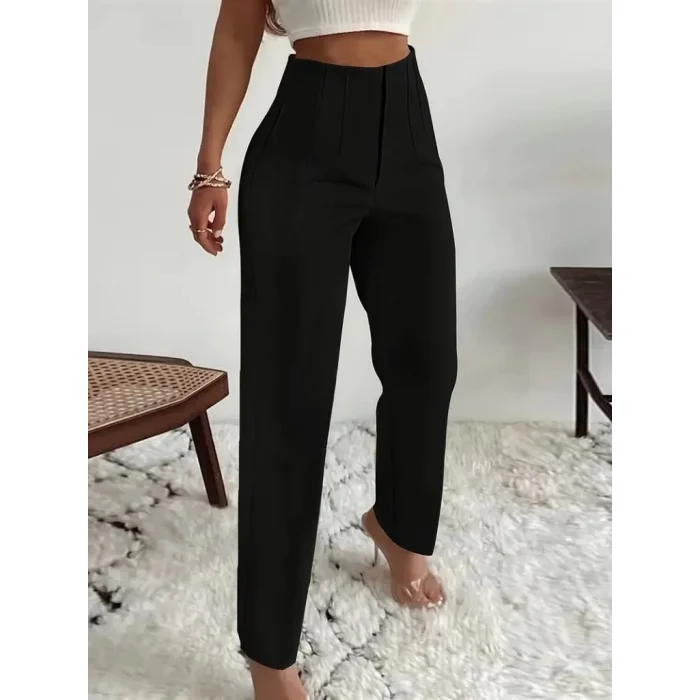 Kadın Yüksek Bel önden Fermuarlı Ithal Krep Pantolon