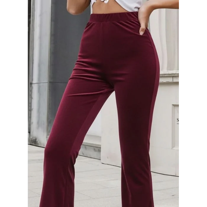 Kadın Yüksek Bel Paçaya Doğru Genişleyen Kadife Pantolon