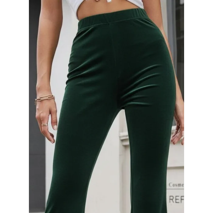 Kadın Yüksek Bel Paçaya Doğru Genişleyen Kadife Pantolon