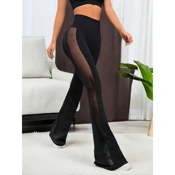 Kadın Yüksek Bel Yandan File Görünümlü Dalgıç Tayt