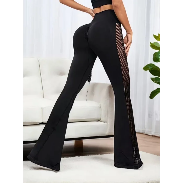 Kadın Yüksek Bel Yandan File Görünümlü Dalgıç Tayt