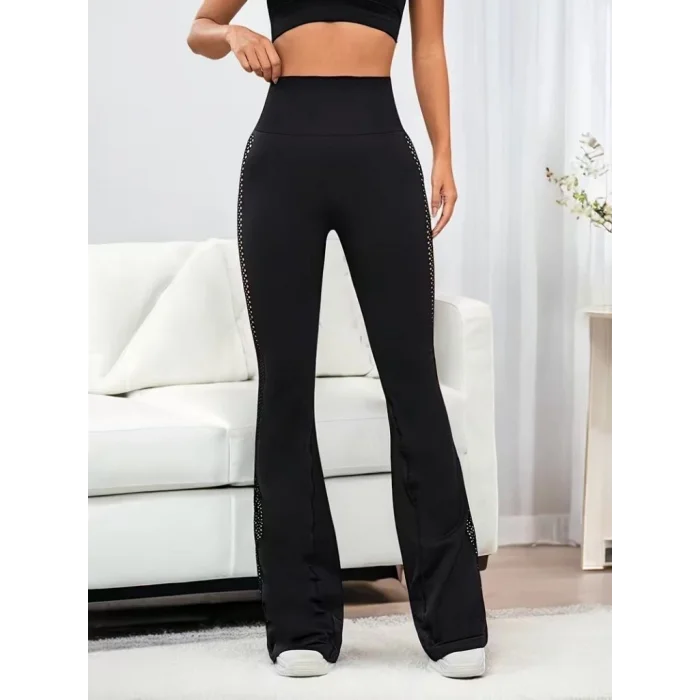 Kadın Yüksek Bel Yandan File Görünümlü Dalgıç Tayt