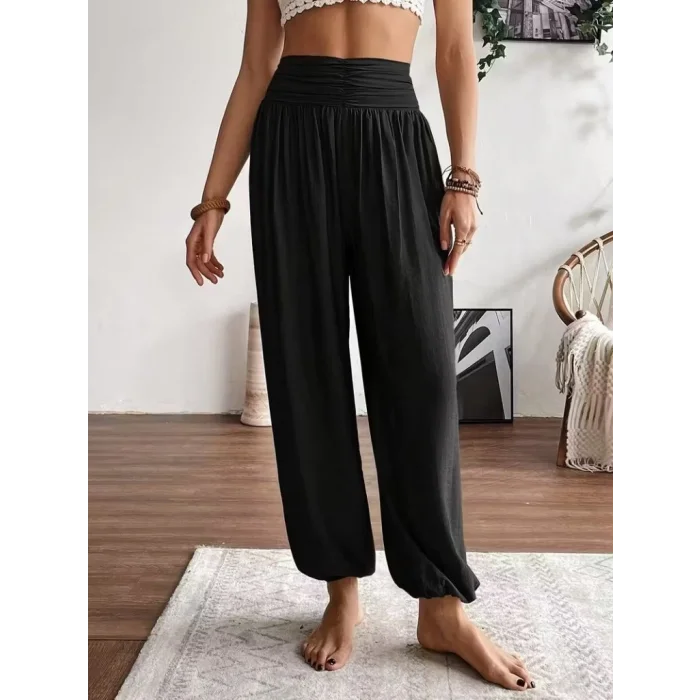 Kadın Yüksel Bel Yoğun Büzgü Detaylı Aerobin Pantolon