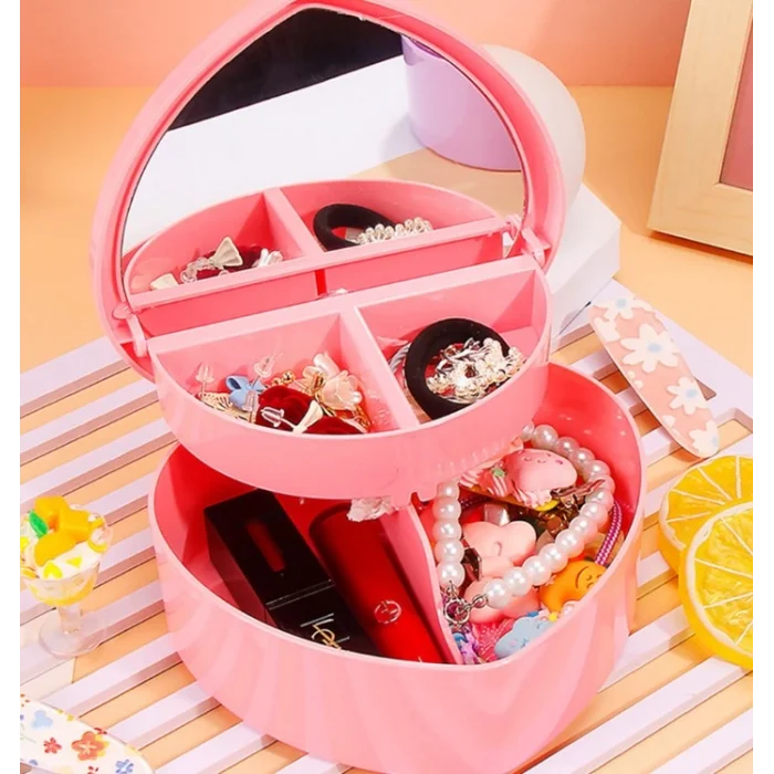 Kalp Tasarımlı Aynalı Takı Saklama Kutusu