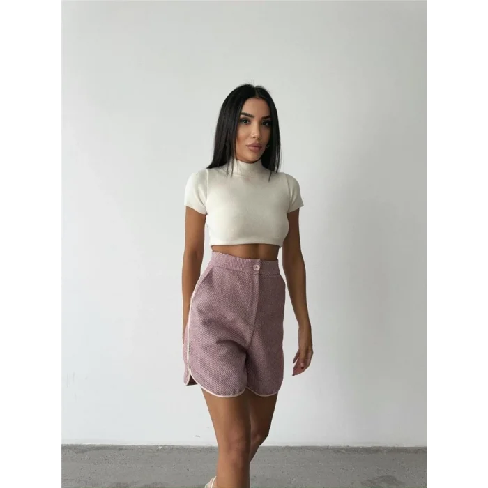 KAŞE KISA ŞORT - Gül Kurusu