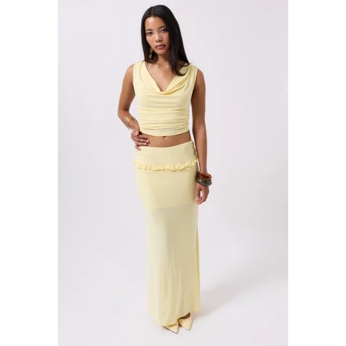 Katlama Bel Detay Maxi Etek