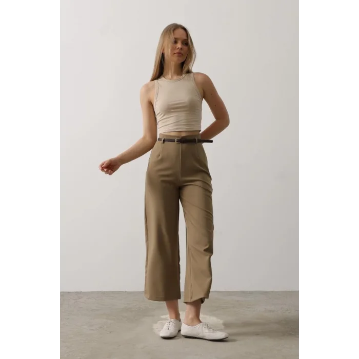 Kemer Pens Detaylı Pantolon - Haki