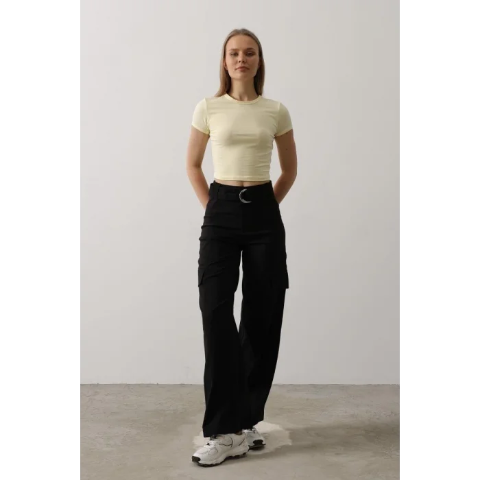 Kemerli Cargo Pantolon - Siyah