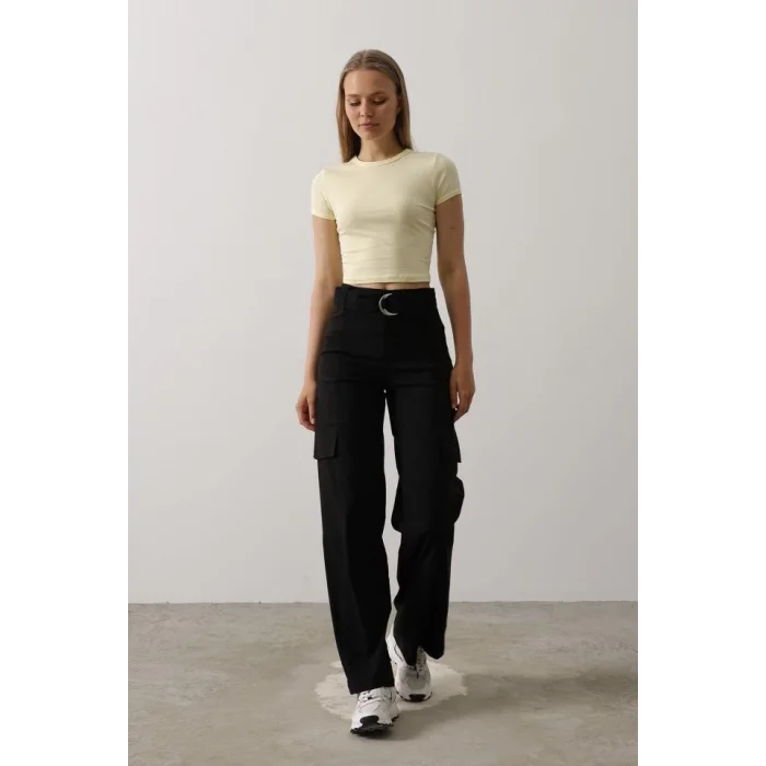 Kemerli Cargo Pantolon - Siyah