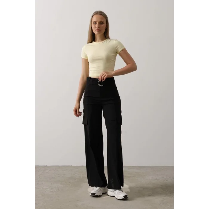 Kemerli Cargo Pantolon - Siyah