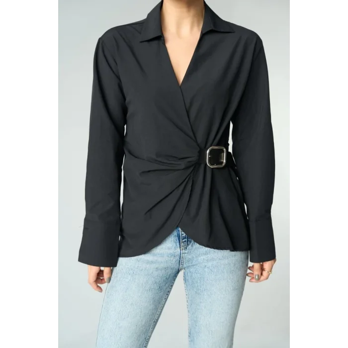 Kemerli Gömlek - Siyah