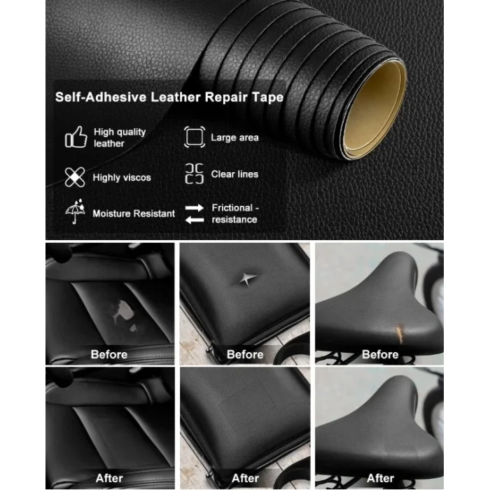 Kendinden Yapışkanlı Deri Döşeme Deri Tamir Kiti  Siyah 100x50