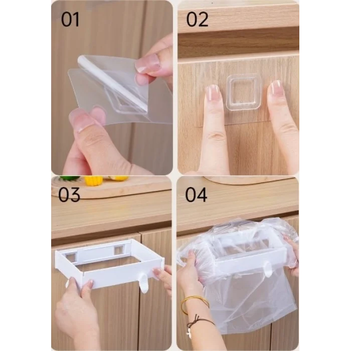 Kendinden Yapışkanlı Katlanabilir Çöp Poşeti Tutucu Aparat