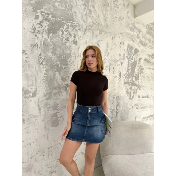 Kısa Kol Badi Bluz - Siyah