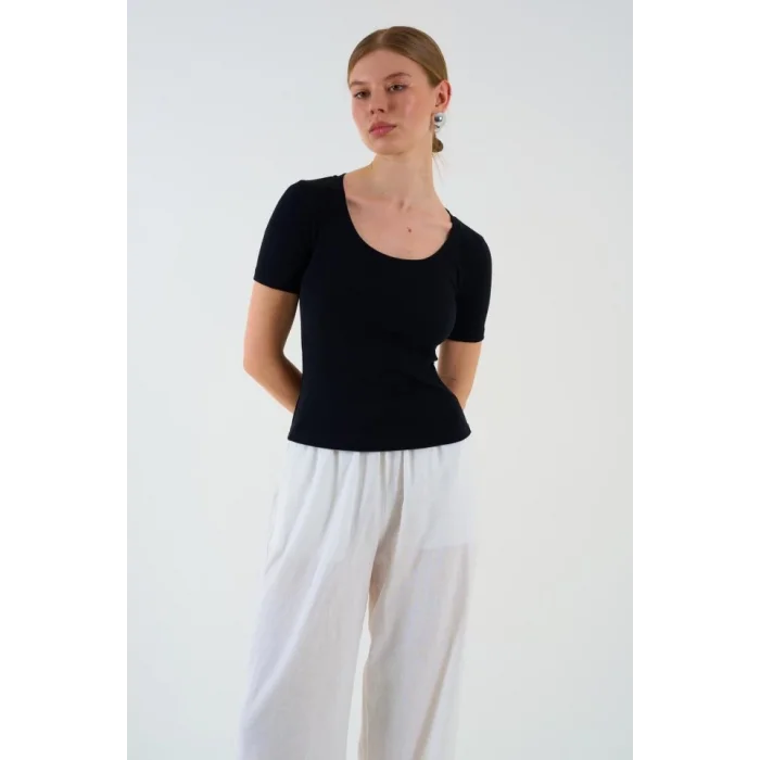 Kısa Kollu T-shirt - Siyah