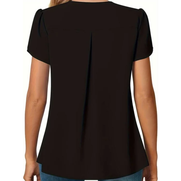 Kısa Kollu V Yaka Sandy Bluz