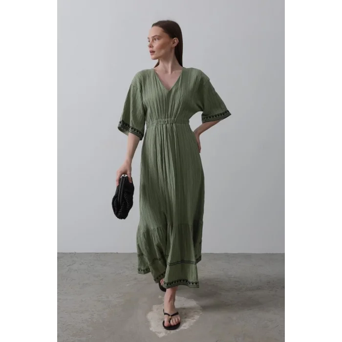 KolEtekNakışlıElbise - Haki