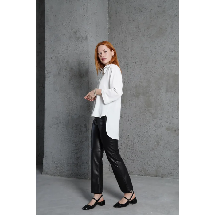 Kol Katlama Detaylı Beyaz Gömlek