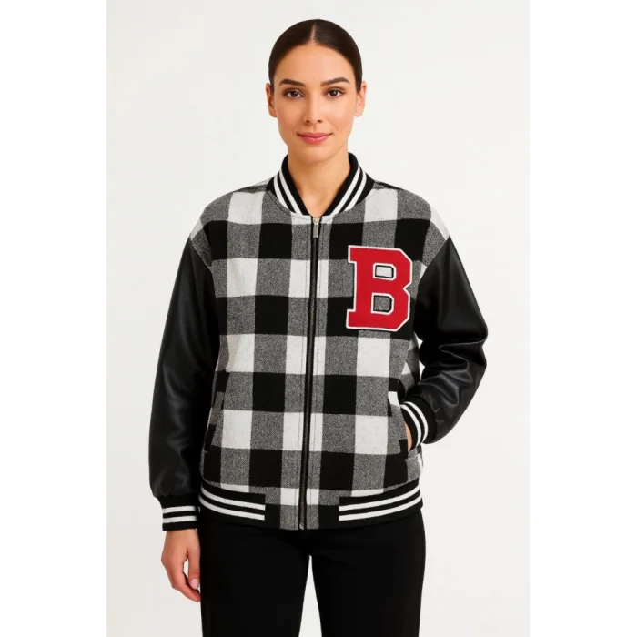 Kolları Suni Deri Içi Astarlı Oduncu Kolej Içi Ceket - Gri