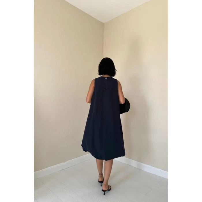 Lacivert Comfort Balon Elbise