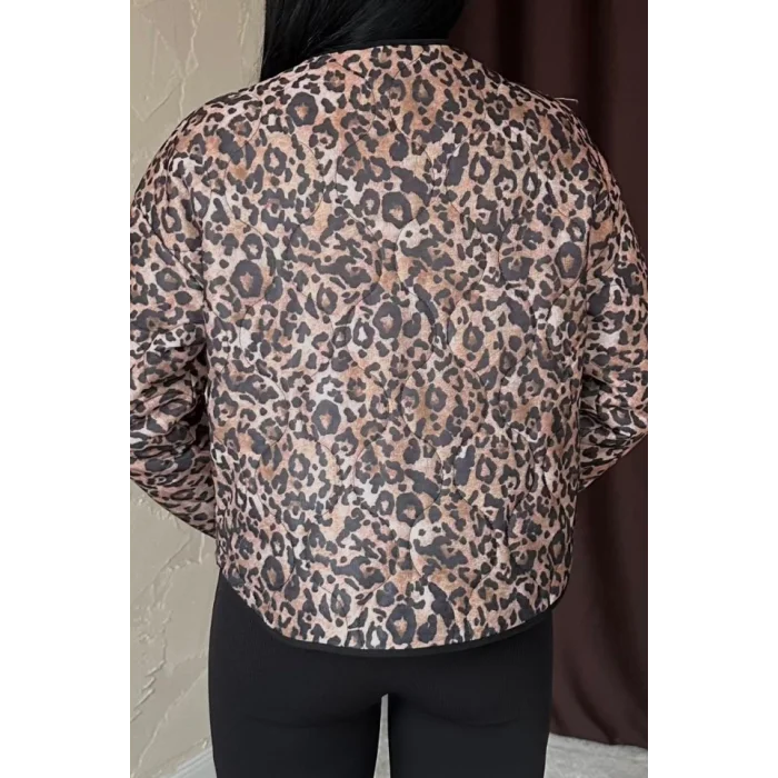 Leopar Leopar Desenli Kapitone Ceket