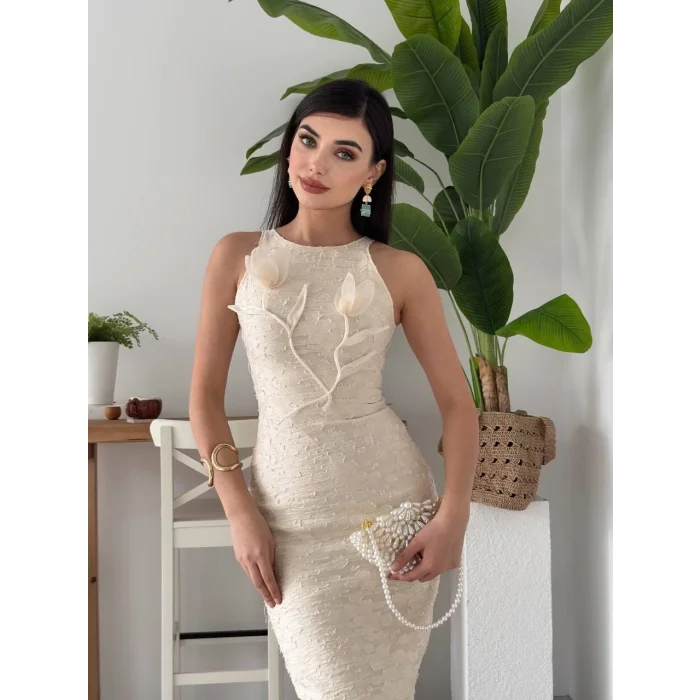 Lers Çiçek Detaylı Elbise