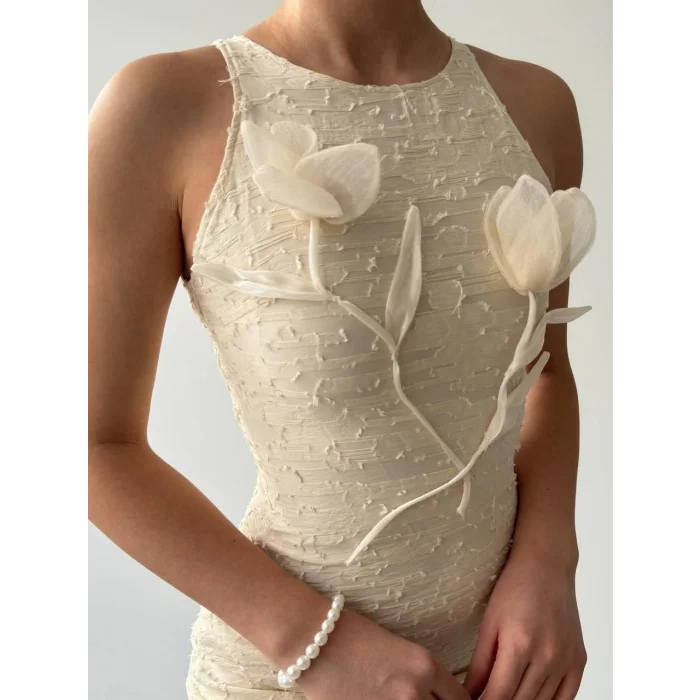 Lers Çiçek Detaylı Elbise