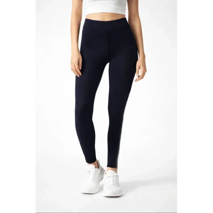 Likralı Düz Tayt - Siyah