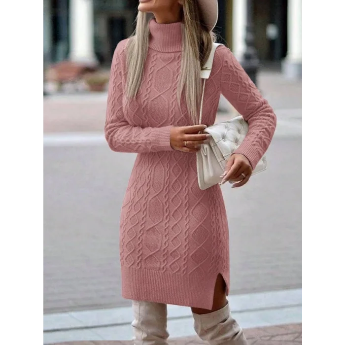 Loren Yünlü Motifli Midi Boy Triko Elbise