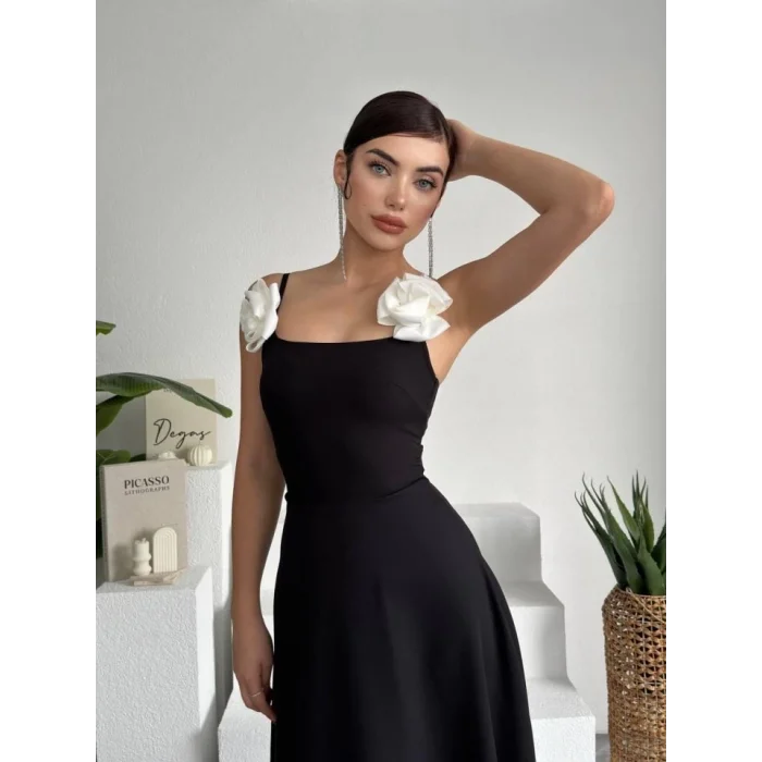 Matilda Gül İp Askılı Elbise